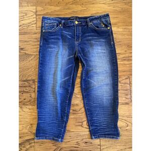 Baby Phat Capri Jeans Womens 15 Blue Denim Y2K Ankle Zip Stretch Cropped